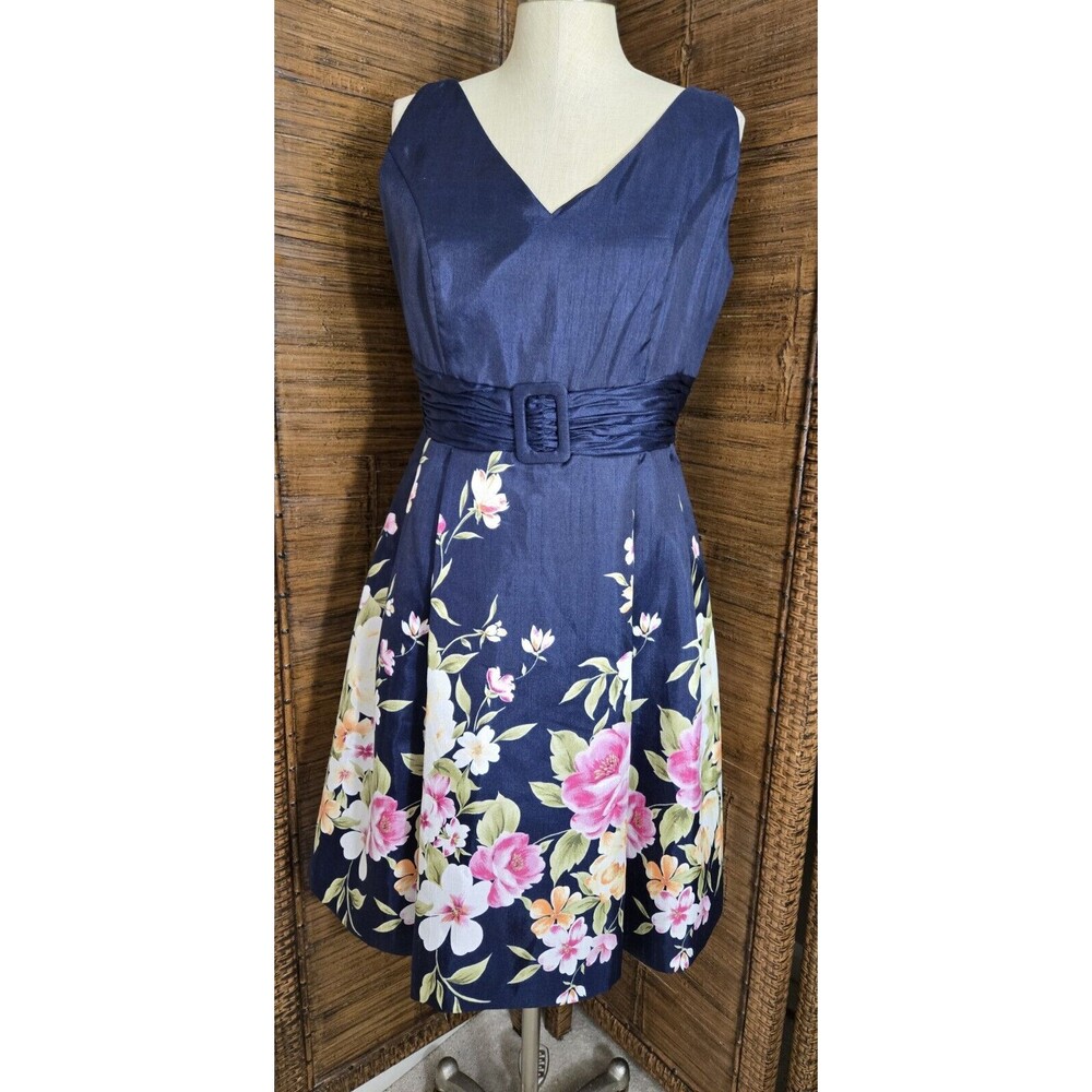 Cold Water Creek Fit And Flare Dress Navy & Floral Size 12P